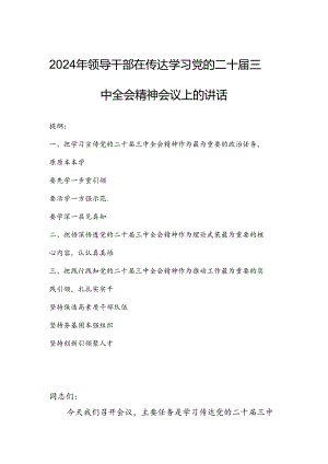 2024年领导干部在传达学习党的二十届三中全会精神会议上的讲话.docx