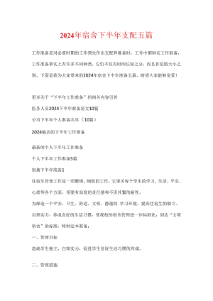 2024年宿舍下半年计划五篇.docx