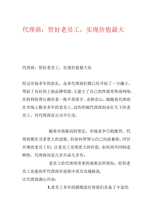 代理商：管好老员工实现价值最大化.docx