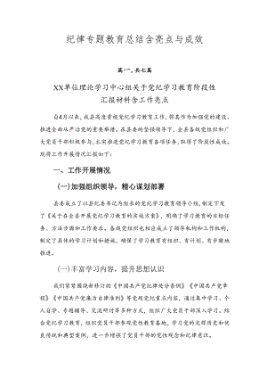 纪律专题教育总结含亮点与成效.docx