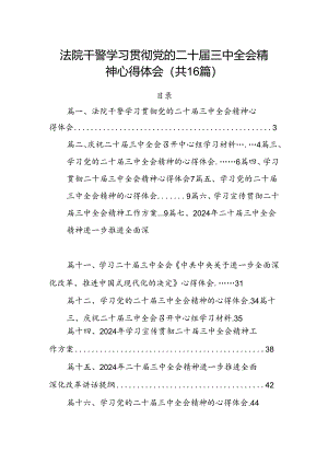 法院干警学习贯彻党的二十届三中全会精神心得体会16篇（详细版）.docx