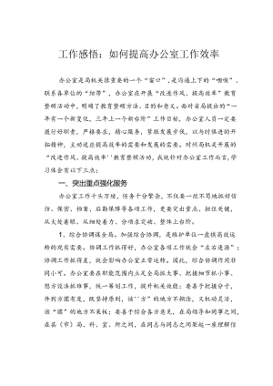 工作感悟：如何提高办公室工作效率.docx