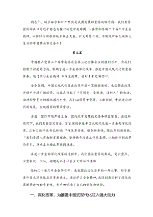 共九篇2024年党的二十届三中全会公报交流研讨发言提纲.docx