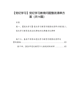 【党纪学习】党纪学习教育问题整改清单方案14篇供参考.docx