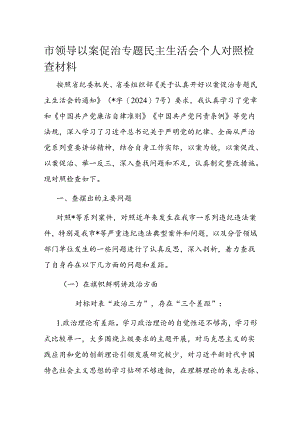 市领导以案促治专题民主生活会个人对照检查材料.docx