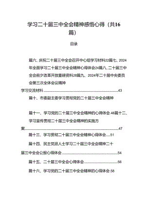 学习二十届三中全会精神感悟心得16篇（详细版）.docx