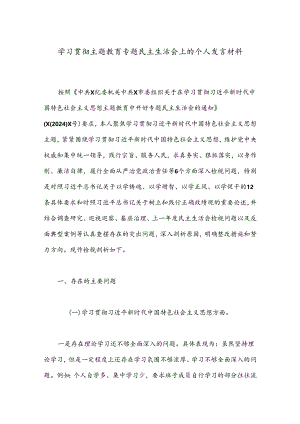 学习贯彻主题教育专题民主生活会上的个人发言材料.docx