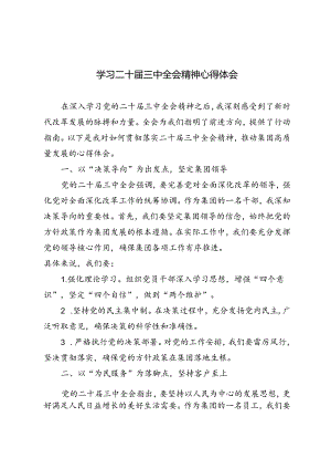 4篇 2024年学习二十届三中全会精神心得体会.docx