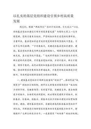 以扎实的基层党组织建设引领乡村高质量发展.docx