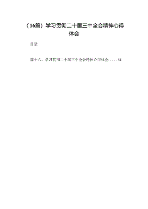 （16篇）学习贯彻二十届三中全会精神心得体会.docx