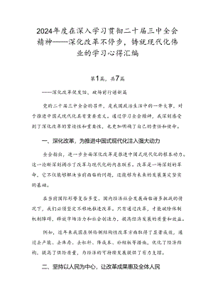 2024年度在深入学习贯彻二十届三中全会精神——深化改革不停步铸就现代化伟业的学习心得汇编.docx