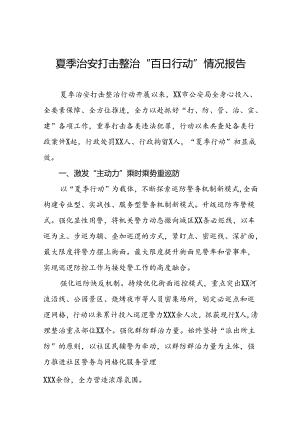 公安全面推进夏季治安打击整治集中行动情况报告(七篇).docx