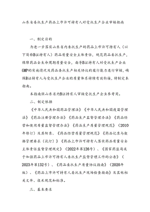 山东省委托生产药品上市许可持有人对受托生产企业审核指南.docx