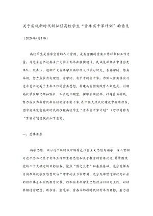 关于实施新时代新征程高校学生“青年实干家计划”的意见.docx