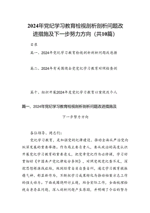 2024年党纪学习教育检视剖析剖析问题改进措施及下一步努力方向（共10篇）.docx