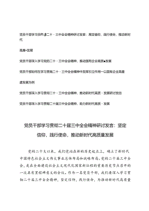 5篇 2024年党员干部学习贯彻二十届三中全会精神研讨发言：坚定信仰践行使命推动新时代高质量发展.docx