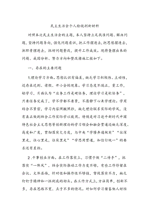 民主生活会个人检视剖析材料（3）.docx
