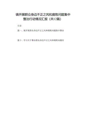 镇开展群众身边不正之风和腐败问题集中整治行动情况汇报12篇（详细版）.docx
