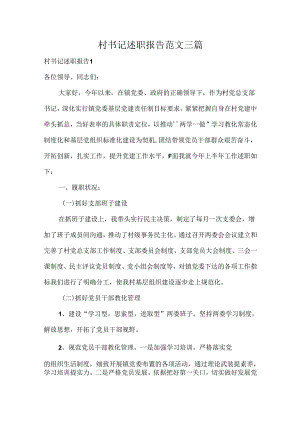 村书记述职报告范文三篇.docx