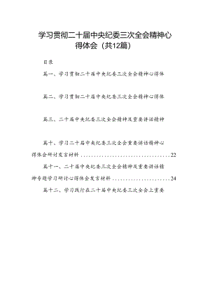 学习贯彻二十届中央纪委三次全会精神心得体会12篇（最新版）.docx