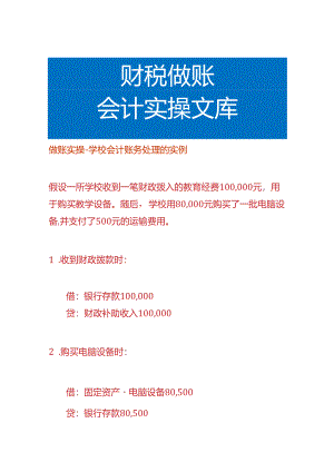 做账实操-学校会计账务处理的实例.docx