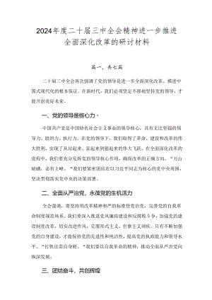 2024年度二十届三中全会精神进一步推进全面深化改革的研讨材料.docx