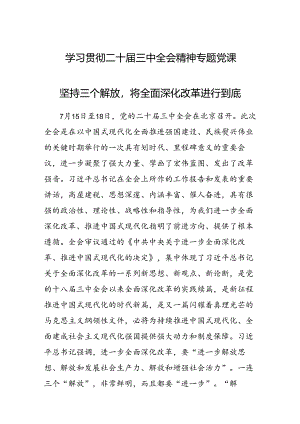 学习贯彻二十届三中全会精神专题党课 2篇.docx