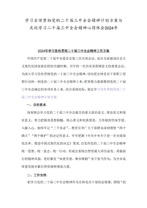 学习宣传贯彻党的二十届三中全会精神计划方案与庆祝学习二十届三中全会精神心得体会2024年.docx