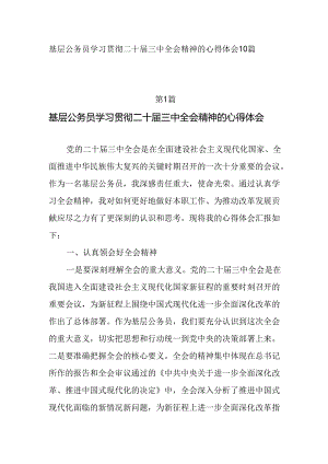 基层公务员学习贯彻二十届三中全会精神的研讨发言10篇.docx
