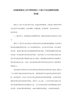 在县委常委会上学习贯彻党的二十届三中全会精神发言提纲3篇.docx