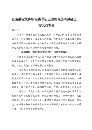 在省委党校乡镇党委书记主题班专题研讨会上的交流发言.docx