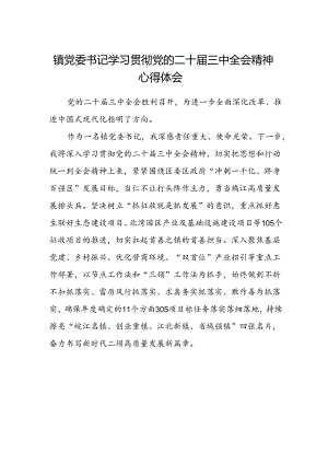 镇党委书记学习贯彻党的二十届三中全会精神心得体会.docx