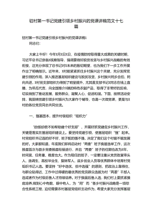 驻村第一书记党建引领乡村振兴的党课讲稿范文十七篇.docx