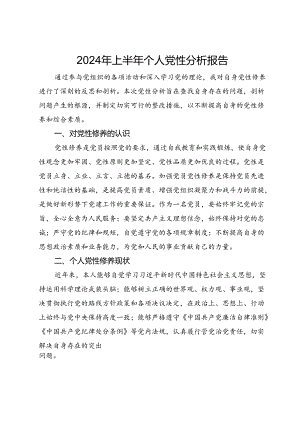 2024年上半年个人党性分析报告.docx