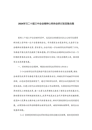 2024学习二十届三中全会精神心得体会研讨发言集合篇.docx