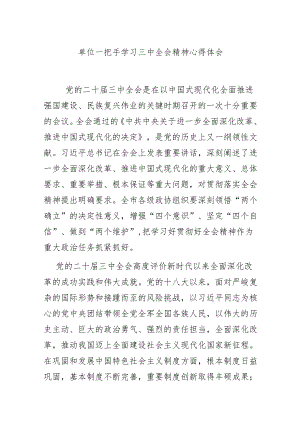 单位一把手学习三中全会精神心得体会.docx