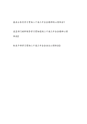 基层公务员机关干部学习贯彻二十届三中全会公报精神心得体会感想3篇.docx