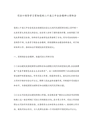 司法口领导学习贯彻党的二 十届三 中全会精神心得体会.docx
