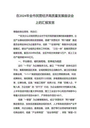 在2024年全市民营经济高质量发展座谈会上的汇报发言.docx