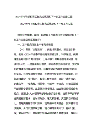 2024年市干部教育工作完成情况和下一步工作安排二篇.docx