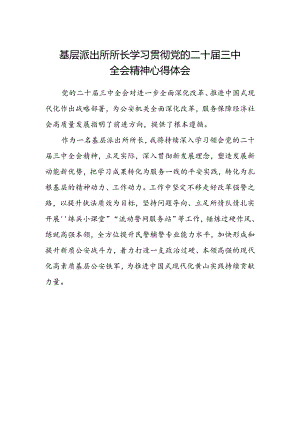 基层派出所所长学习贯彻党的二十届三中全会精神心得体会.docx