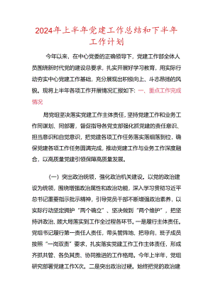 2024年上半年党建工作总结和下半年工作计划.docx
