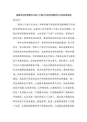 县委书记在党委中心组二十届三中全会精神专题学习上的讲话发言.docx