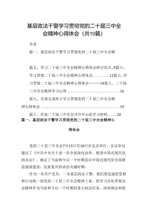 10篇基层政法干警学习贯彻党的二十届三中全会精神心得体会范文.docx
