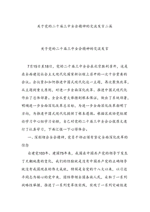 关于党的二十届三中全会精神的交流发言二篇.docx