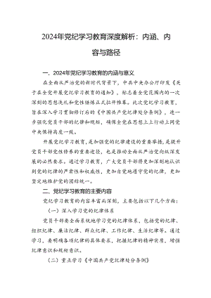 加强党的纪律建设专题党课2024年党纪学习教育深度解析内涵内容与路径(讲稿).docx