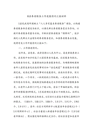 X县养老服务工作进展情况汇报材料.docx