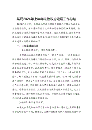 某局2024年上半年法治政府建设工作总结.docx