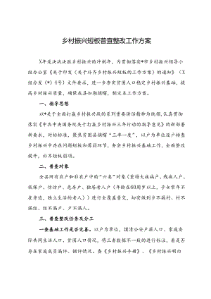 乡村振兴短板普查整改工作方案.docx