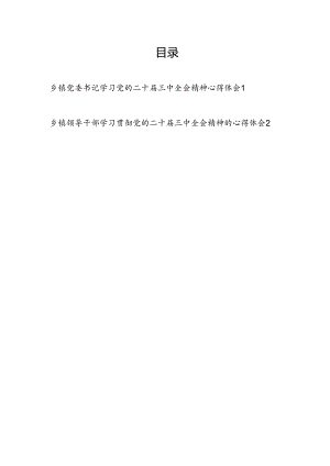 乡镇党委书记领导干部学习党的二十届三中全会公报精神心得体会研讨发言2篇.docx